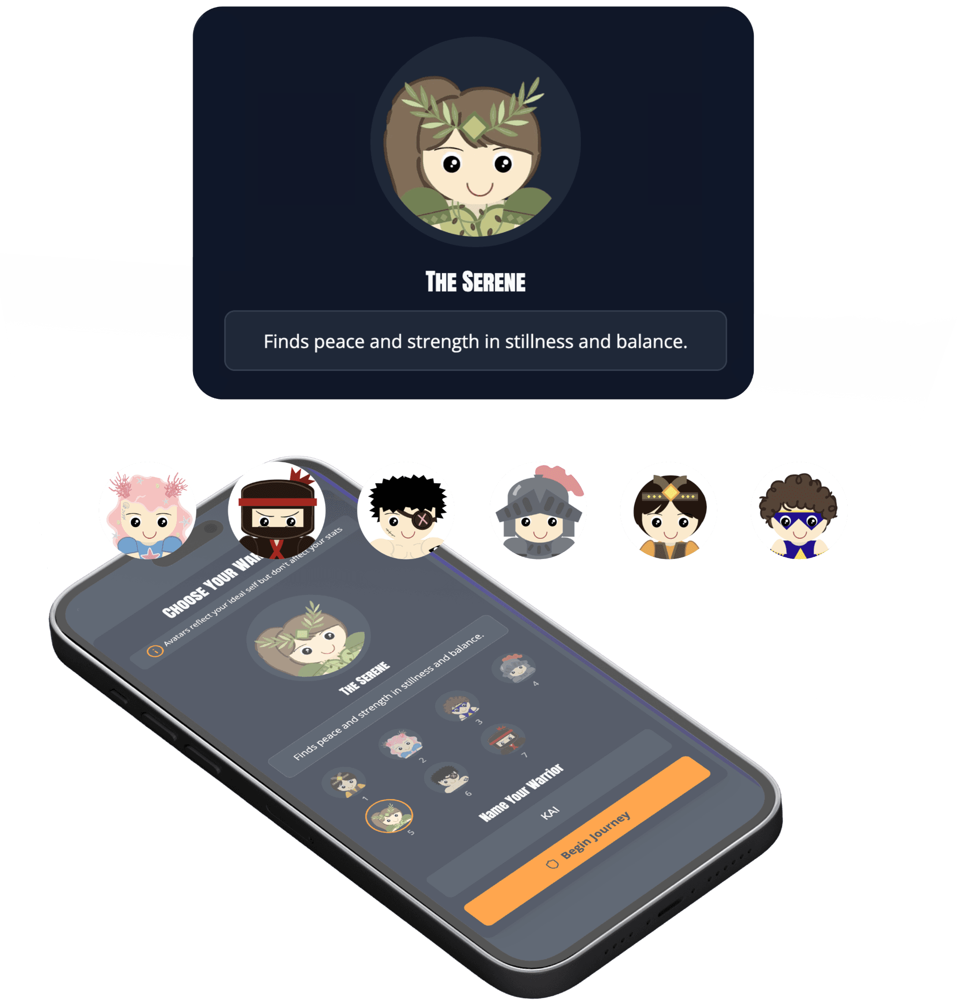 Character selection screen in Habits Warrior
